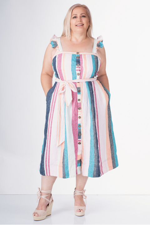 Макси рокля с цветни вертикални райета