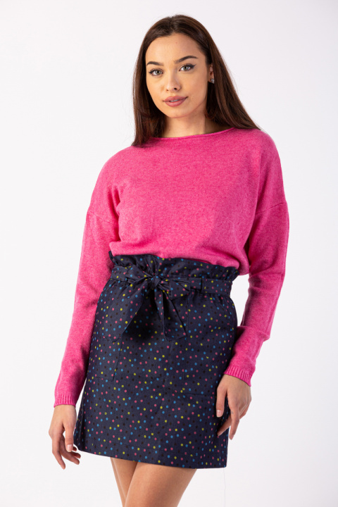 Дамски пуловер с фино плетиво в розово