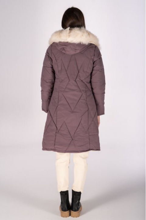 Дамско зимно двулицево яке в бежово и лилаво