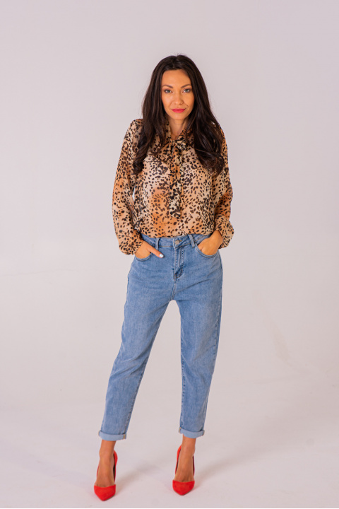 Дамска блуза шифон с леопардов принт