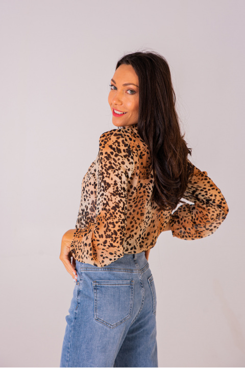 Дамска блуза шифон с леопардов принт