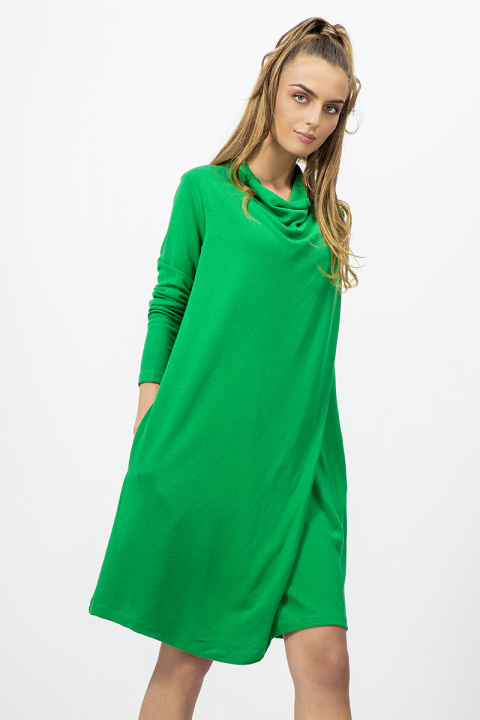 Дамска рокля от трико в зелено