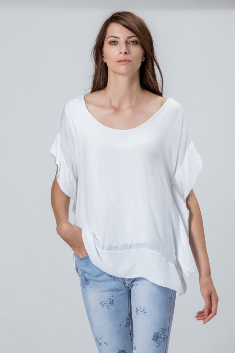 Дамска блуза от коприна в бяло