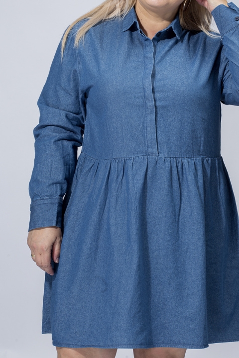 МАКСИ рокля от деним с набор в талията