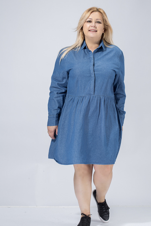 МАКСИ рокля от деним с набор в талията