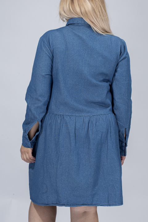 МАКСИ рокля от деним с набор в талията