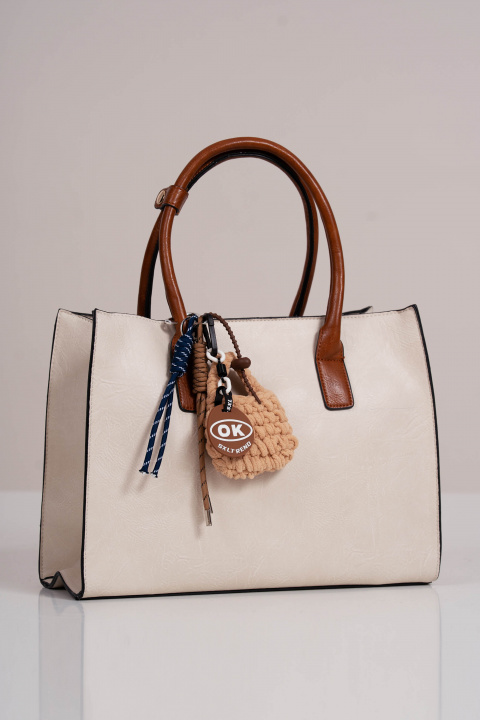 Аксесоар за чанта с плетена малка чанта с кафяви и сини връзки