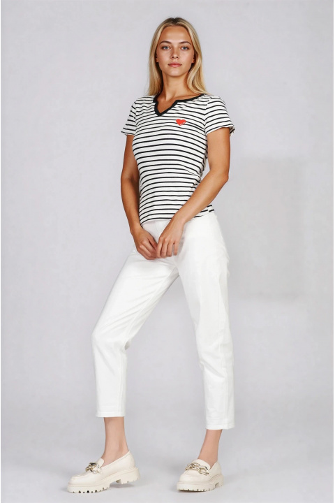 Дамкса блуза с райран черно-бял принт и малко червено сърце