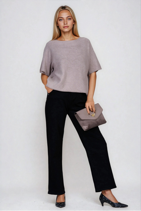 Дамска блуза от фино плетиво в цвят визон