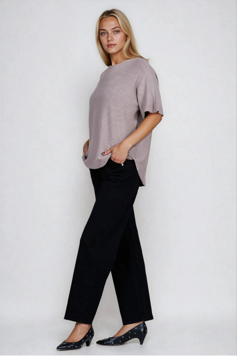 Дамска блуза от фино плетиво в цвят визон