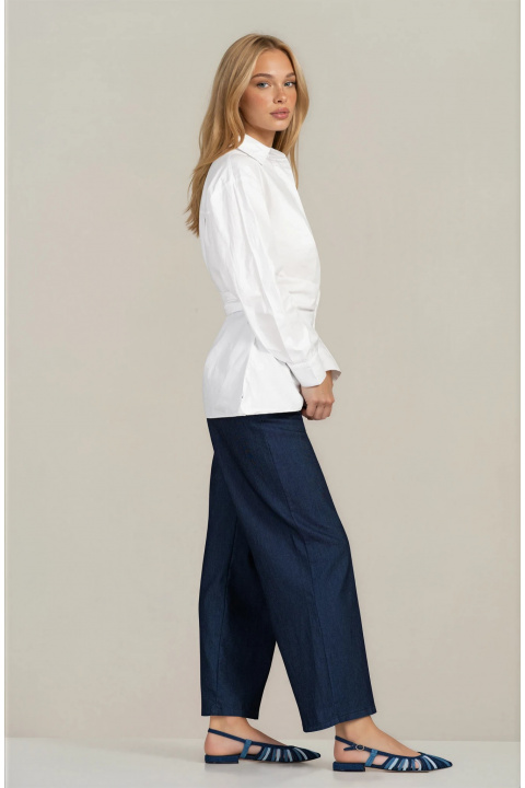 Дамска бяла памучна риза ''Dragonfly'' с ефектно завързване