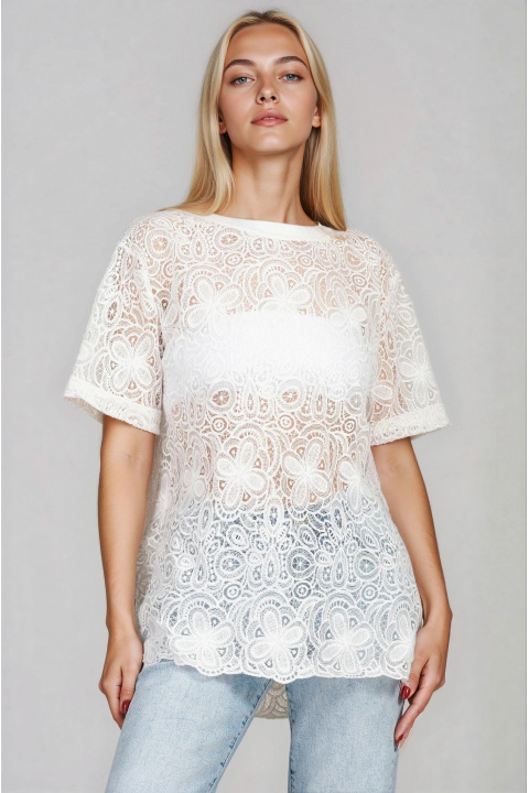 Дамска дантелена туника в бяло