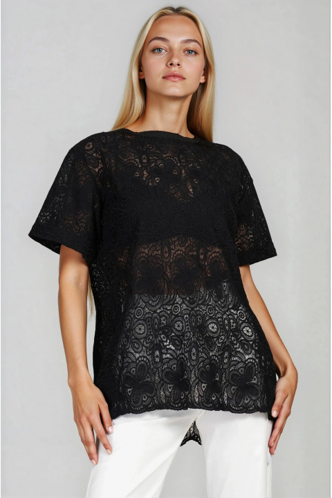 Дамска дантелена туника в черно