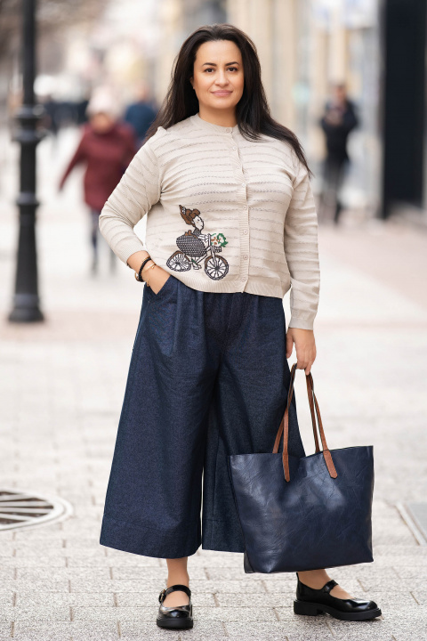 Дамска голяма чанта 3в1 в тъмносиньо