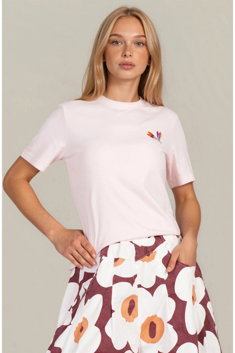 Дамска тениска ''Dragonfly'' от органичен памук в розово с бродирано водно конче