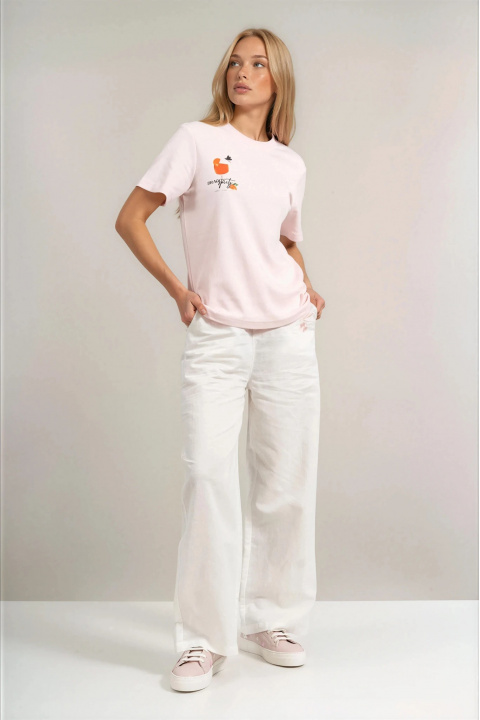 Дамска тениска ''Dragonfly'' от органичен памук в розово с щампа коктейл с надпис