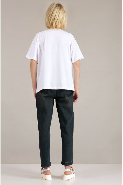 Дамска тениска от памук в бяло с щампа ягода с мъниста