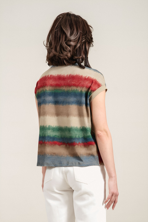 Дамска туника с цветен райран принт и свободна кройка