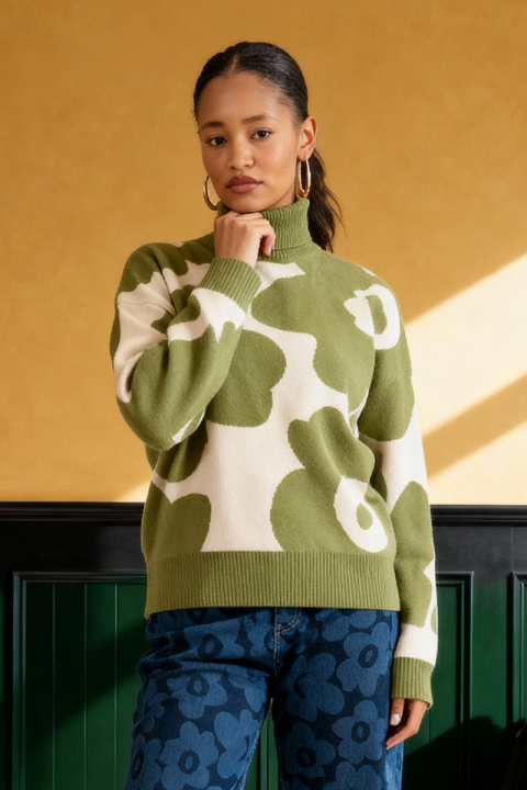 Дамски плетен пуловер