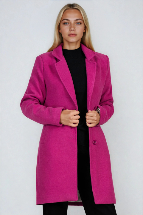 Дамско класическо палто с вълна в цикламено розово