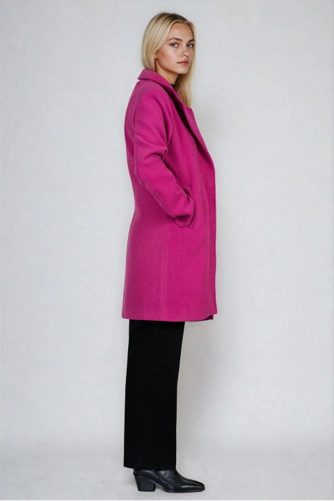 Дамско класическо палто с вълна в цикламено розово