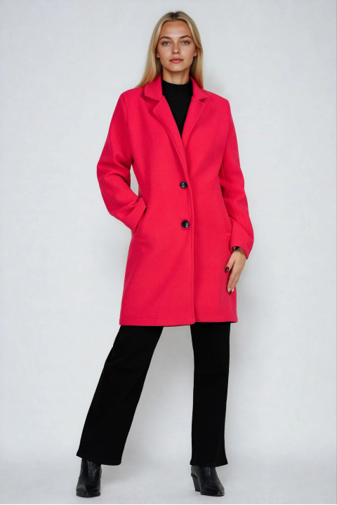 Дамско класическо палто с вълна в цвят корал