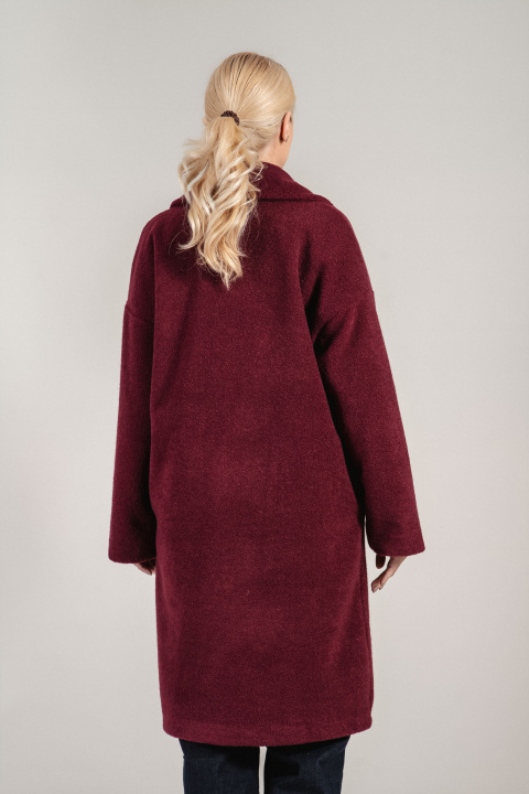Дамско меко палто в цвят бордо с класическа кройка