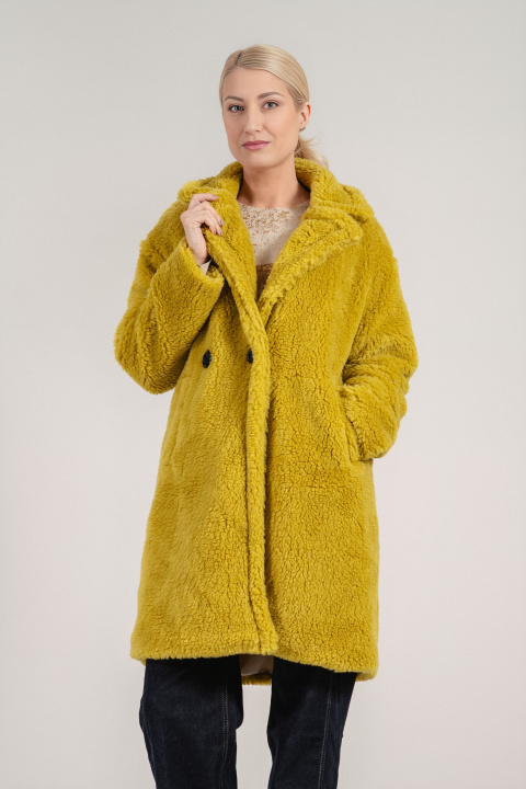 Дамско оувърсайз палто в цвят лайм