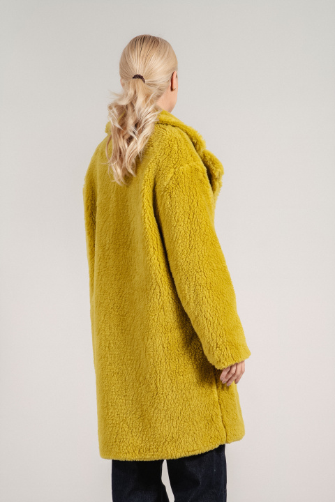 Дамско оувърсайз палто в цвят лайм