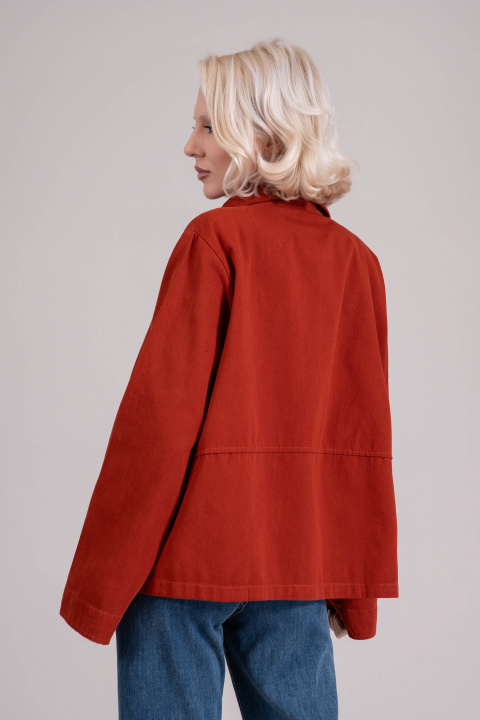 Дамско преходно яке от памук в цвят керемида с тик-так закопчаване
