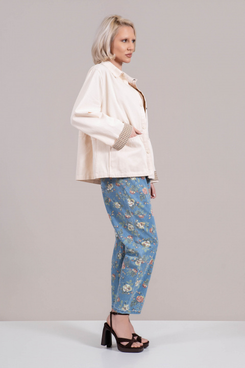 Дамско преходно яке от памук в светлобежово с тик-так закопчаване