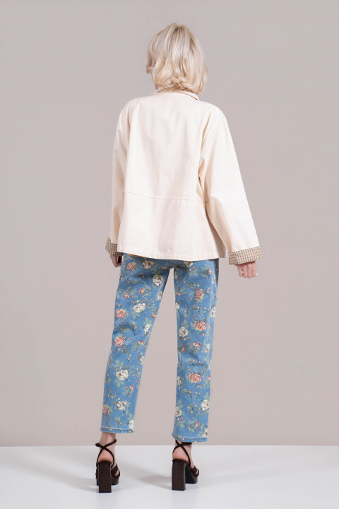 Дамско преходно яке от памук в светлобежово с тик-так закопчаване