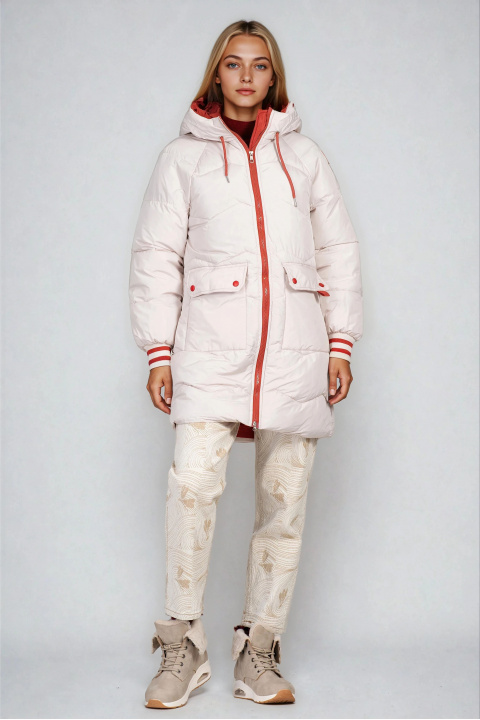 Дамско зимно яке в светлобежово с керемидени ципове