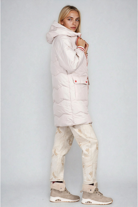 Дамско зимно яке в светлобежово с керемидени ципове