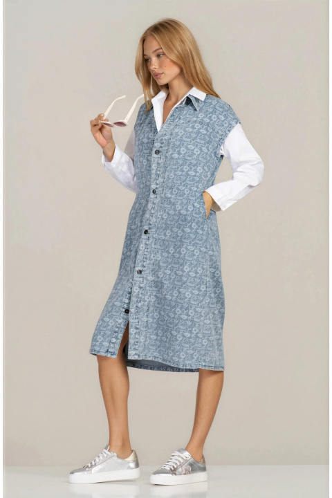 Дънкова рокля ''Dragonfly'' от органичен памук с щампован лого принт