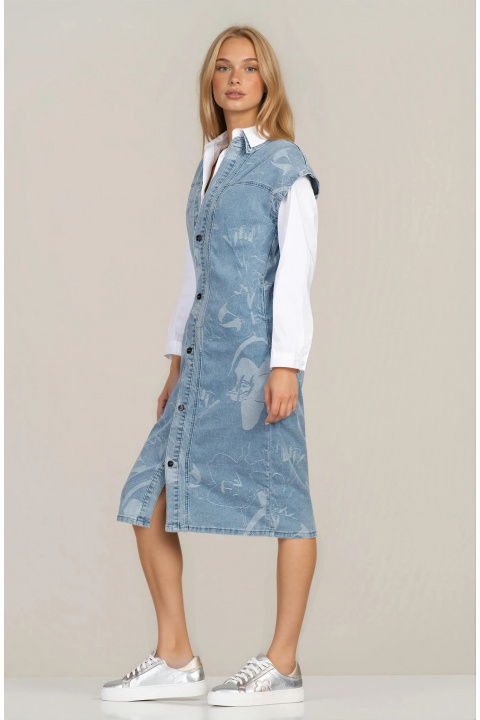 Дънкова рокля ''Dragonfly'' от органичен памук със светъл флорален принт