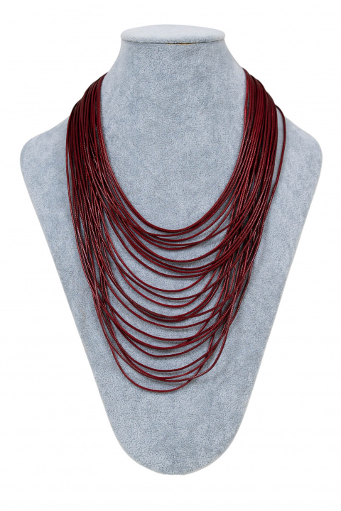 Ефектно многопластово колие в цвят бордо