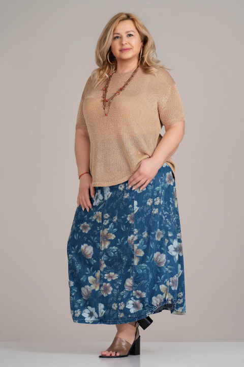 Макси блуза от фино плетиво в бежово с нишка ламе