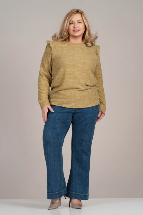 МАКСИ блуза от мека материя в цвят горчица с харбали на раменете