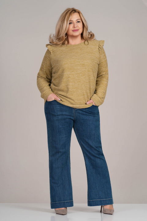 МАКСИ блуза от мека материя в цвят горчица с харбали на раменете