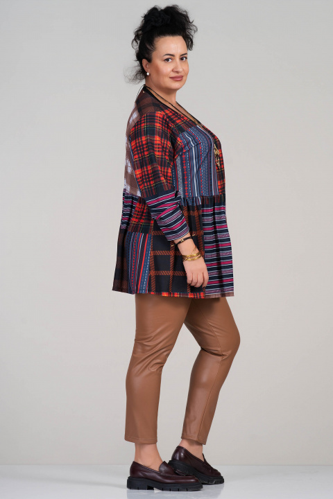 Макси блуза с пъстър десен и удобна кройка