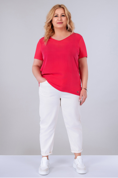 МАКСИ блуза в цикламено розово от фина материя