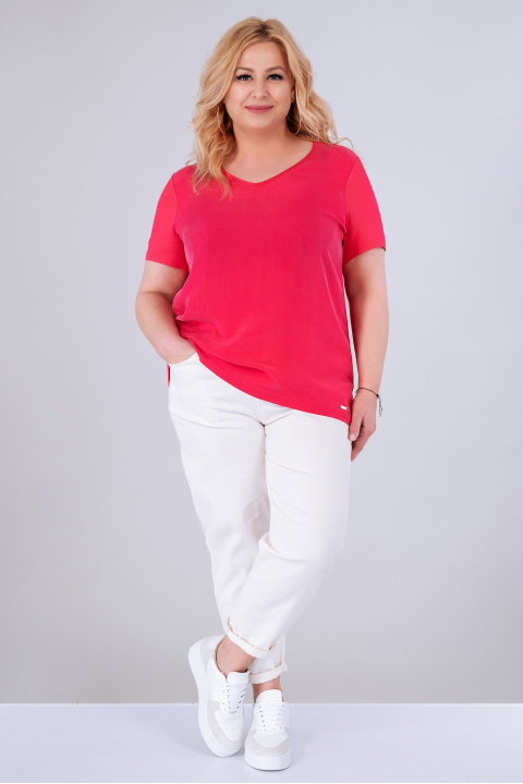 МАКСИ блуза в цикламено розово от фина материя