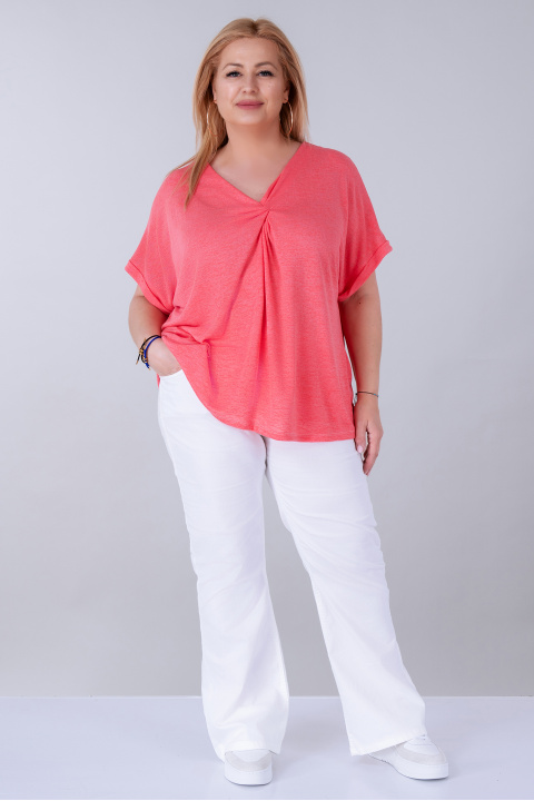 МАКСИ блуза в електриково розово с набор по деколтето