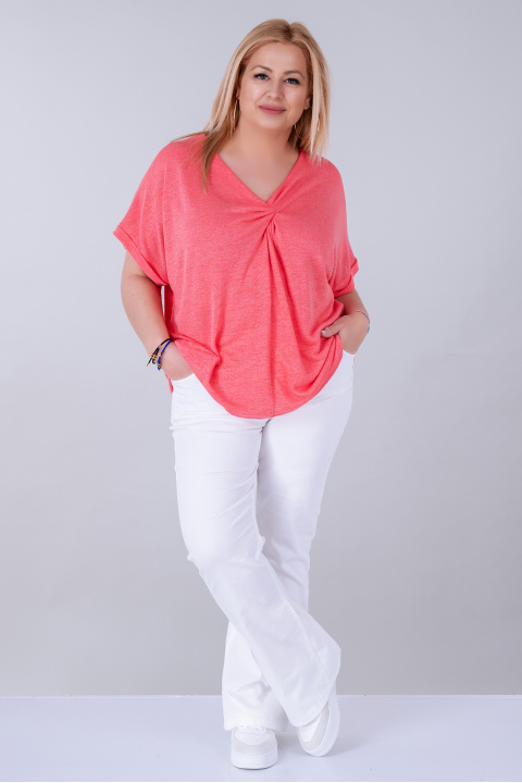 МАКСИ блуза в електриково розово с набор по деколтето