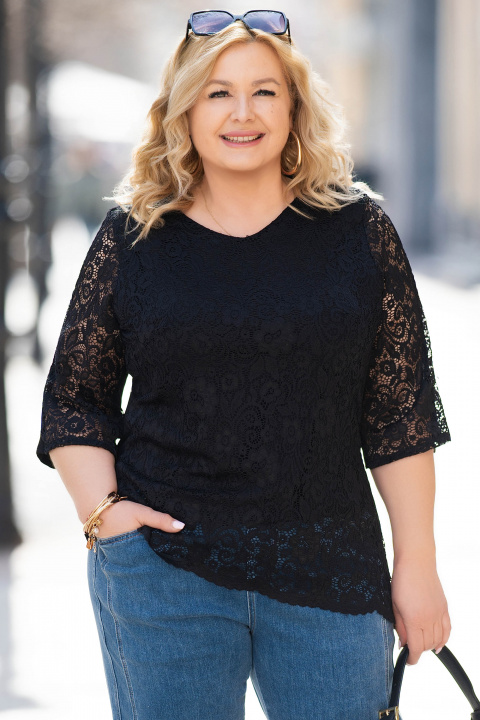 МАКСИ дантелена блуза в черно