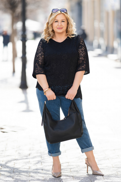 МАКСИ дантелена блуза в черно