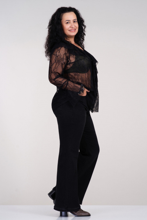 МАКСИ дантелена блуза в черно с ефектна харбала