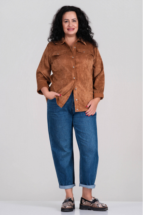 Макси джинсово яке тип риза в кафяво