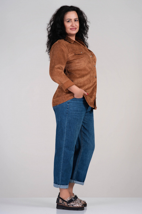 Макси джинсово яке тип риза в кафяво